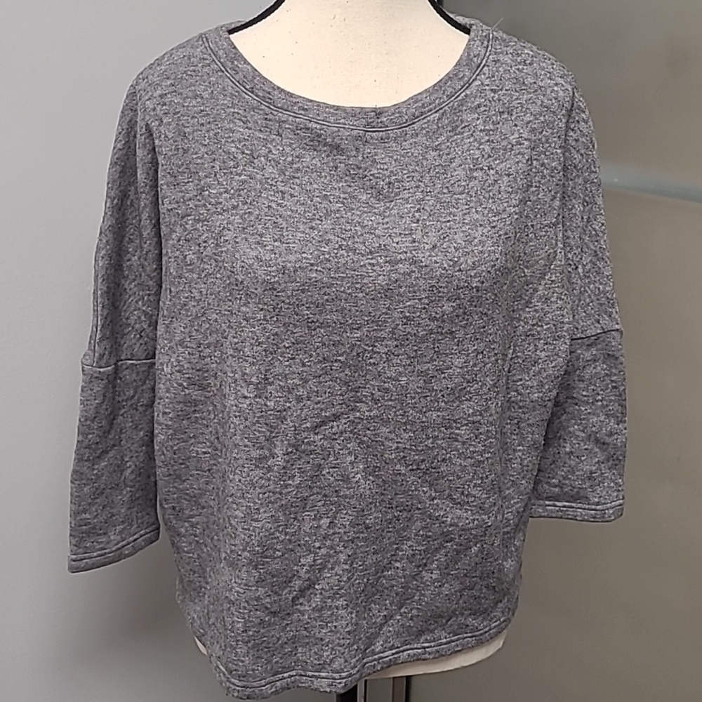 TRG Size L Grey Wool Blend Oversized Cropped Sweater